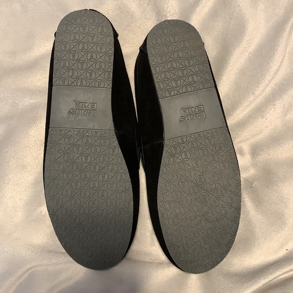 Lands end slippers suede black moccasins size 9B faux fur interior lining NWOT - Picture 5 of 6